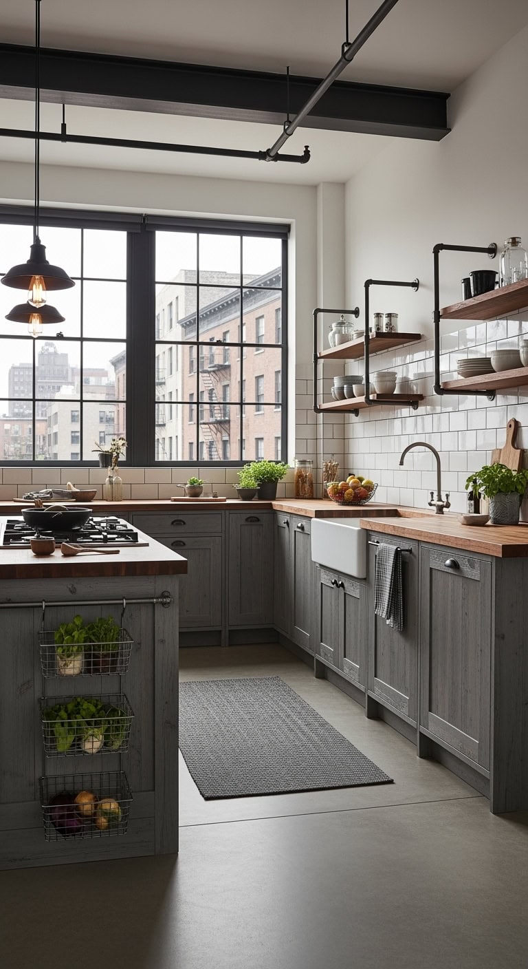distressed grey reclaimed wood counters