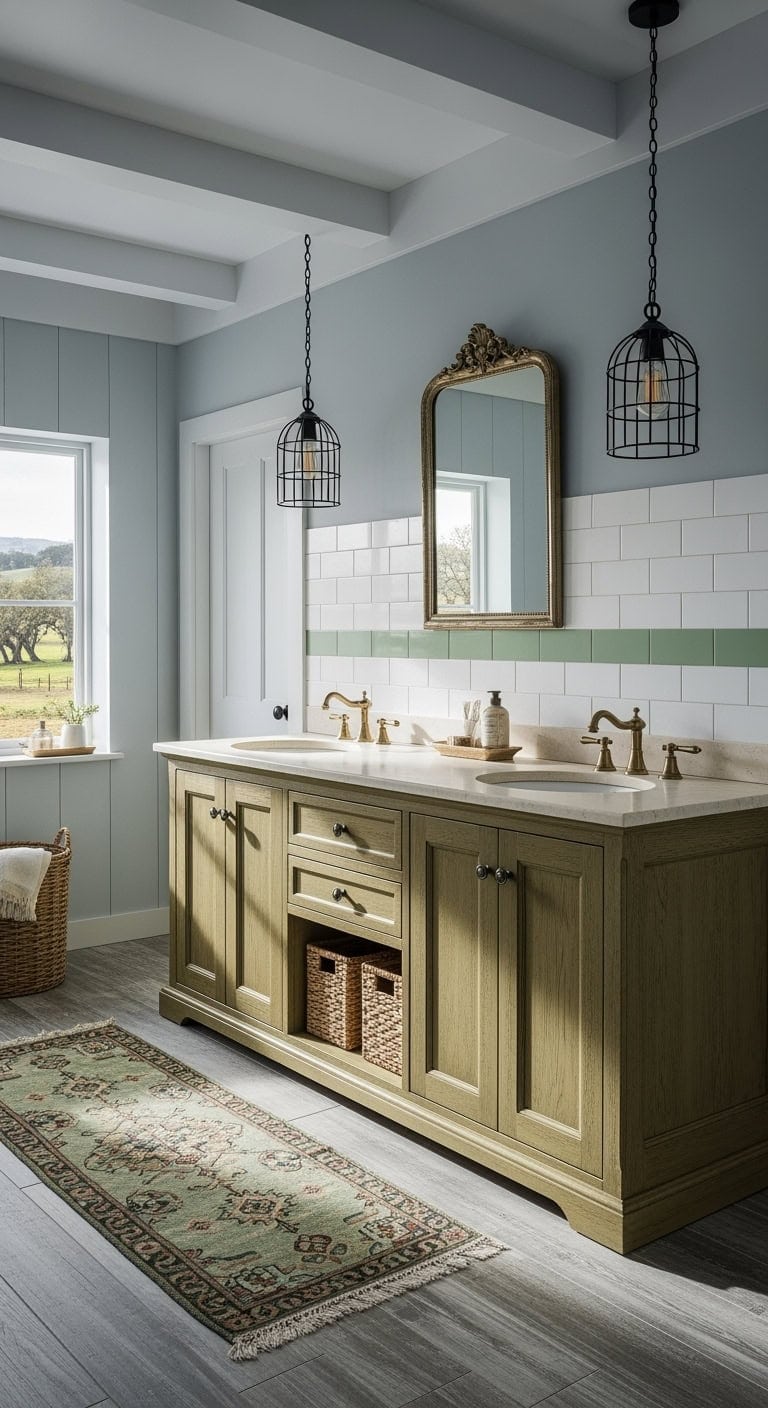 distressed olive farmhouse vanity