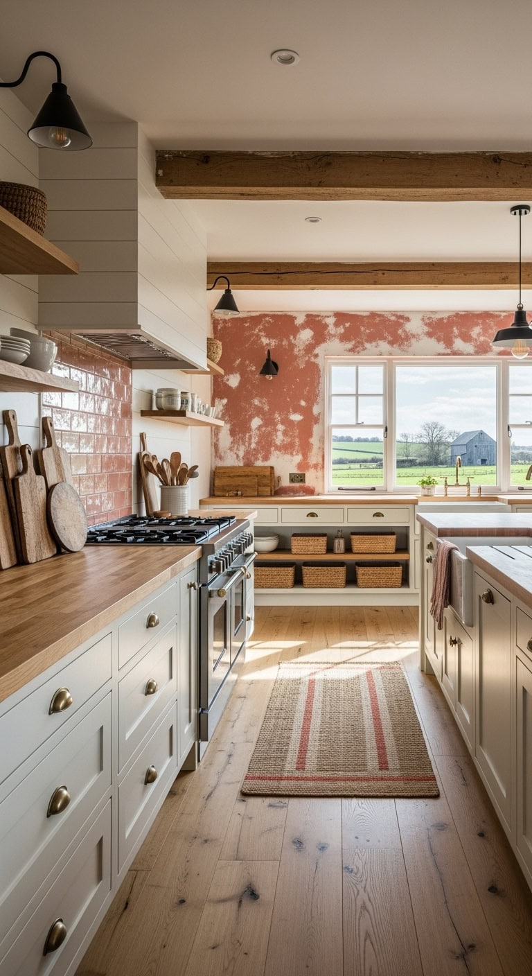 distressed terracotta with shiplap