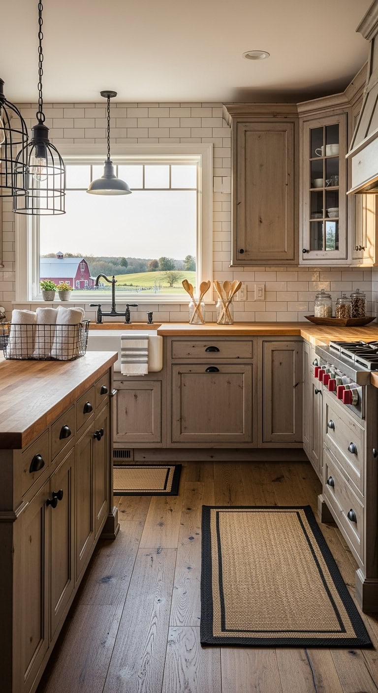 distressed wood farmhouse kitchen