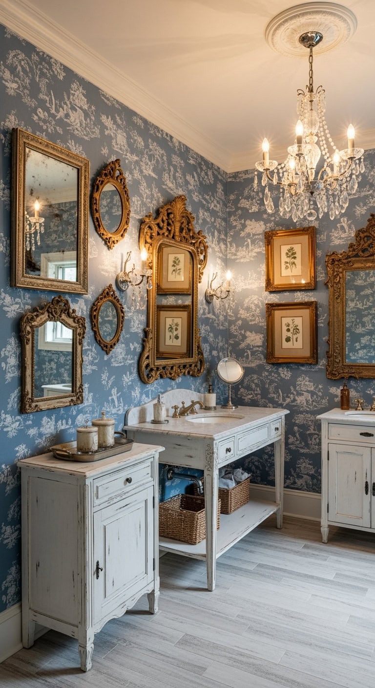 dusty blue french bathroom
