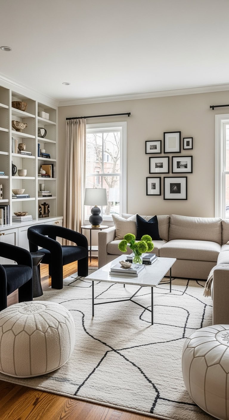 eclectic black beige contrast styling