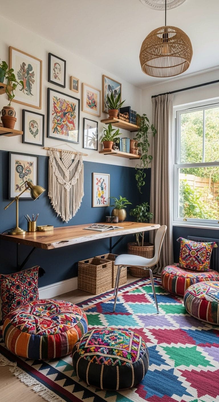 eclectic bohemian creative workspace