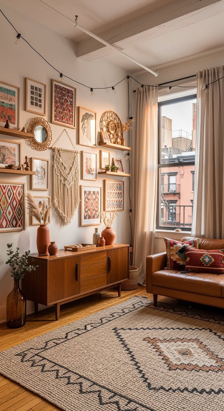 eclectic global gallery wall