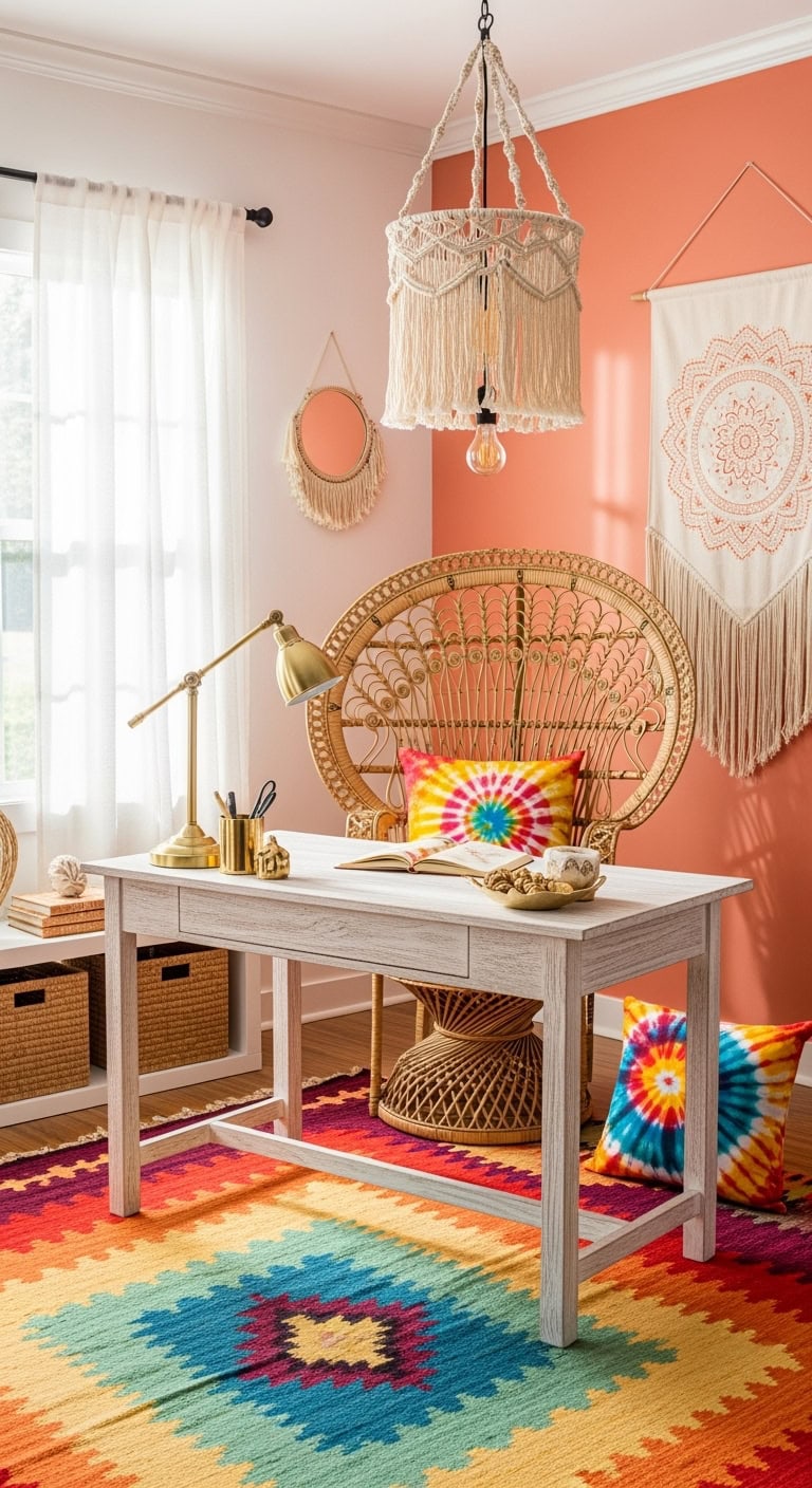 eclectic relaxed workspace with plants