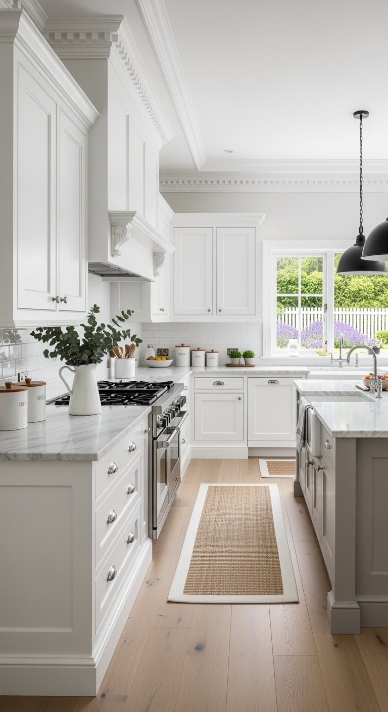 elegant traditional kitchen crown molding