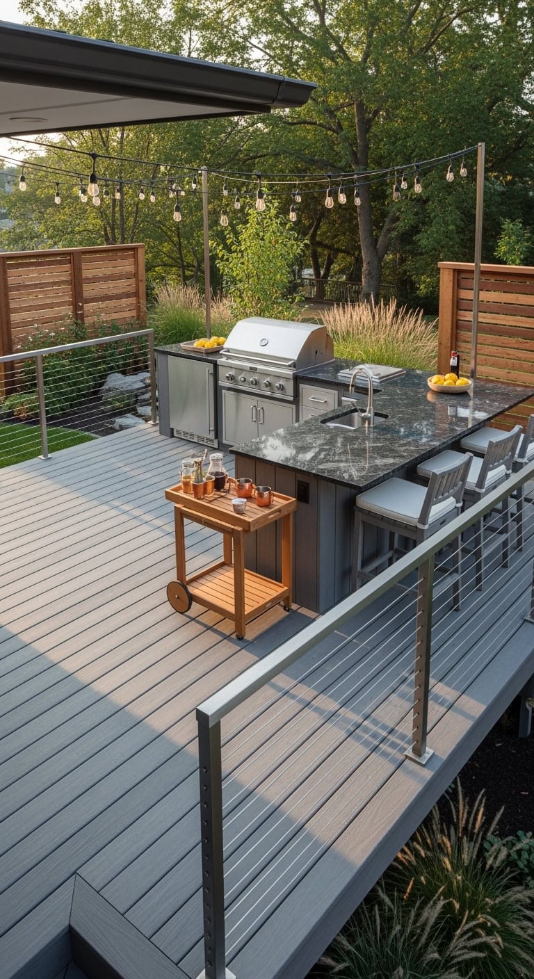 elevated outdoor kitchen with cable