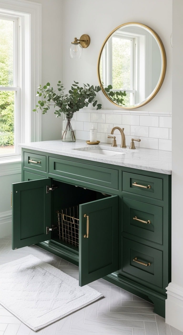 emerald vanity with gold