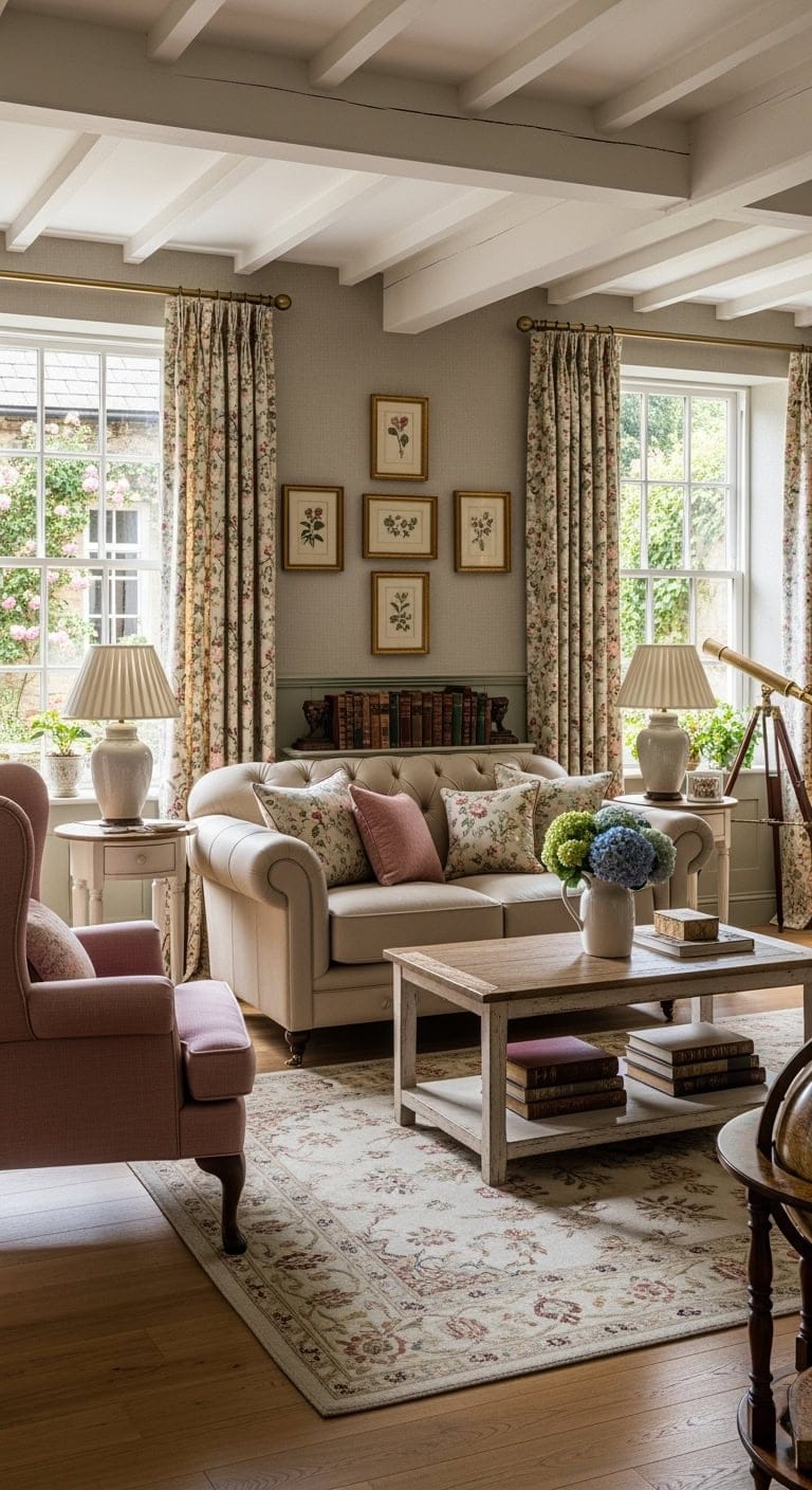 english cottage vintage reading nook