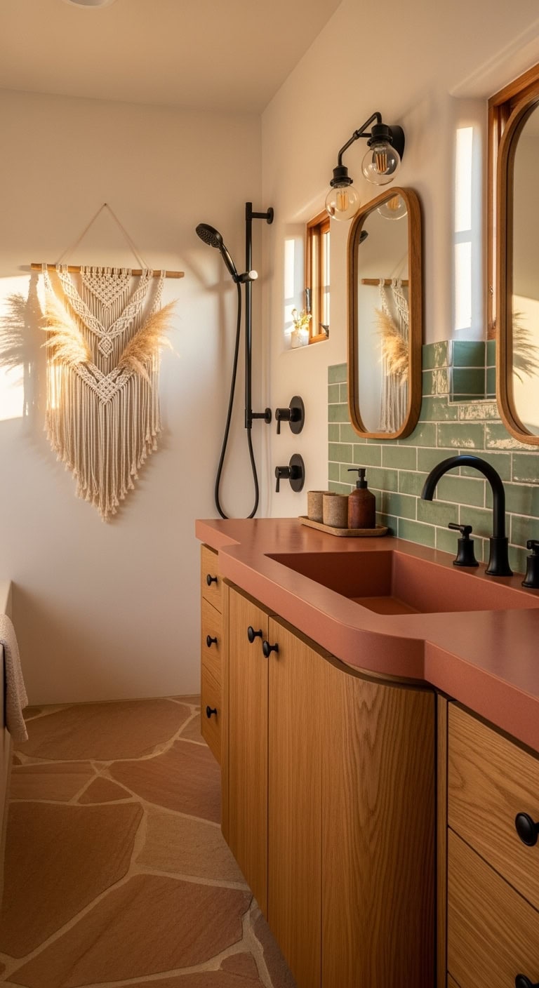 ethereal pink green cleansing bathroom