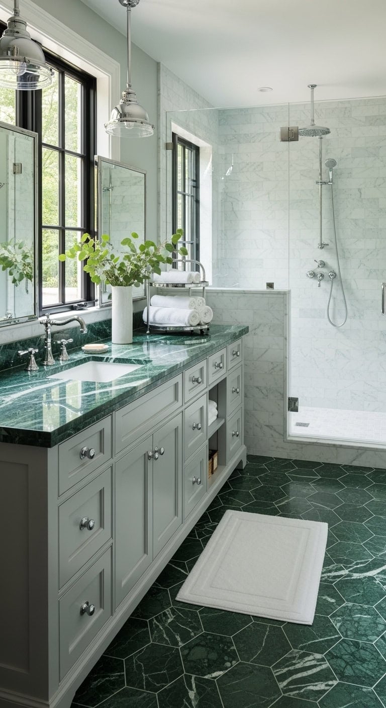 evergreen marble with chrome