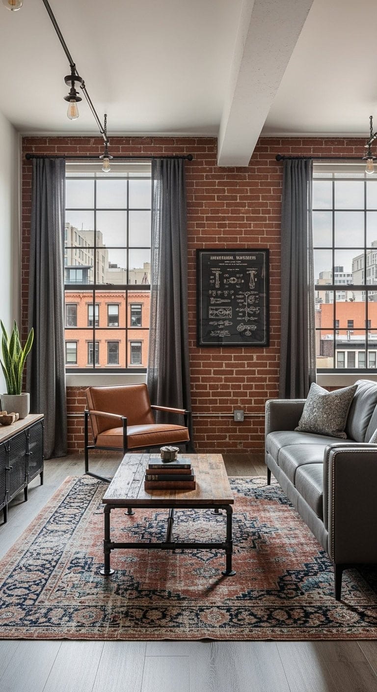 exposed brick industrial makeover