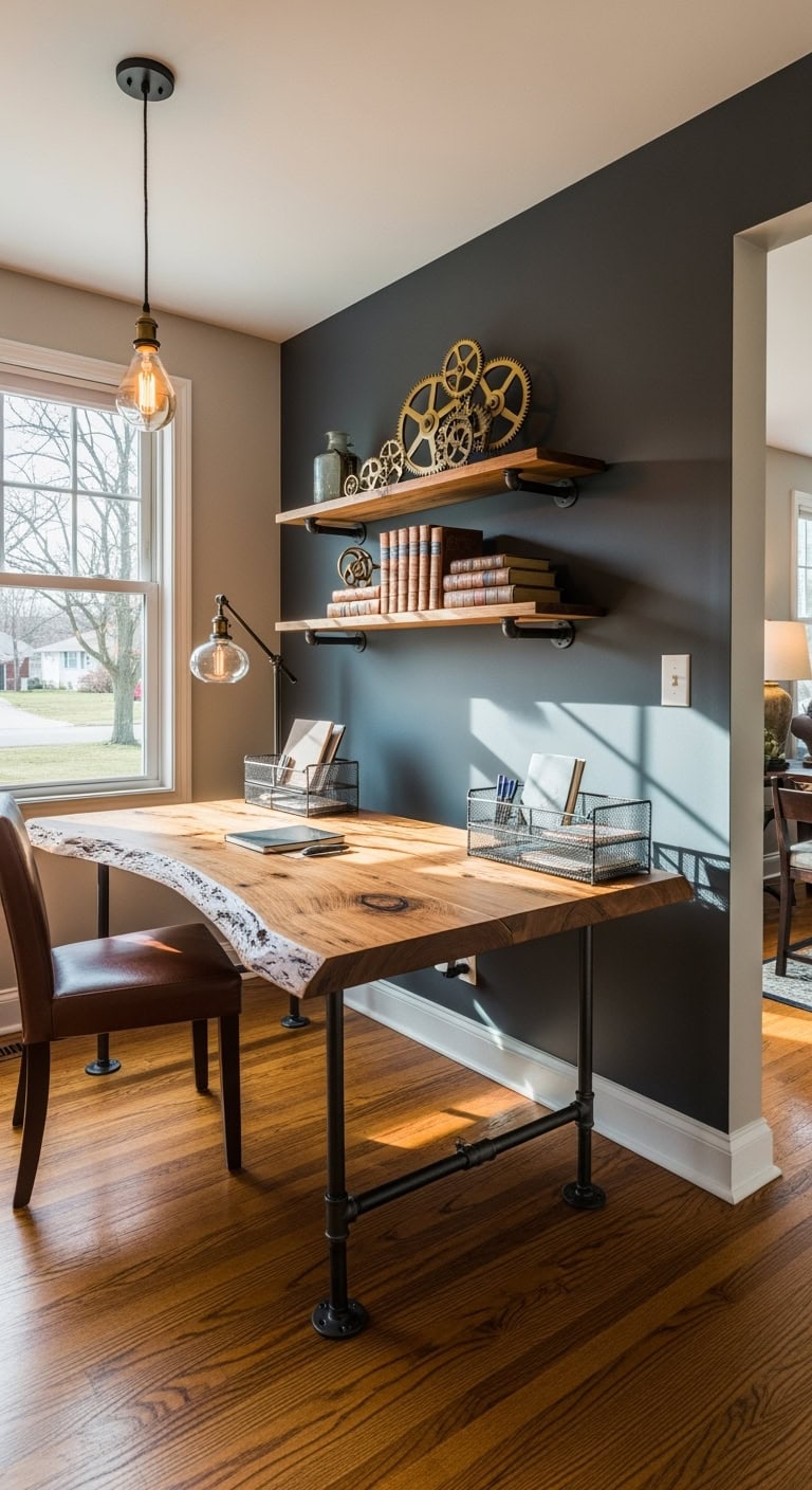 exposed pipes reclaimed wood