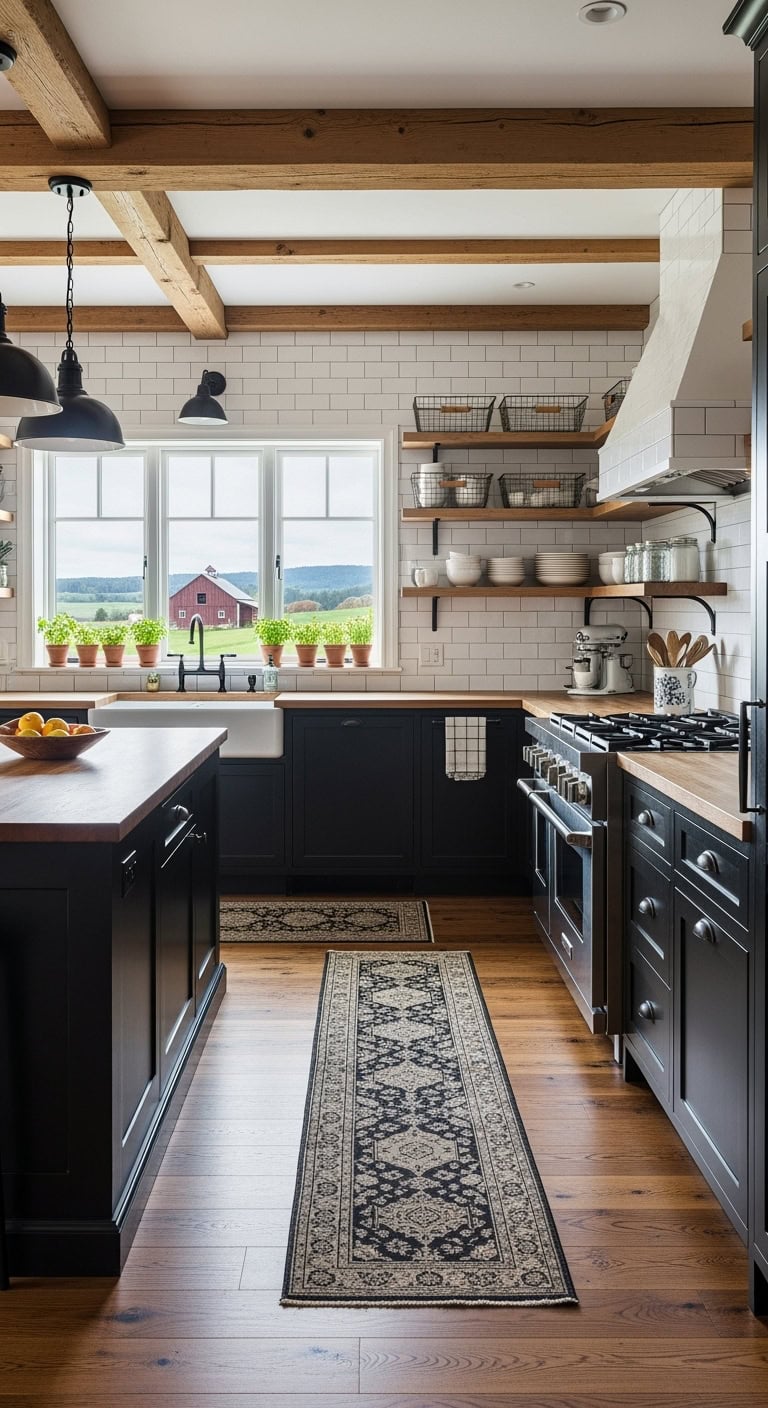 farmhouse black cabinets makeover