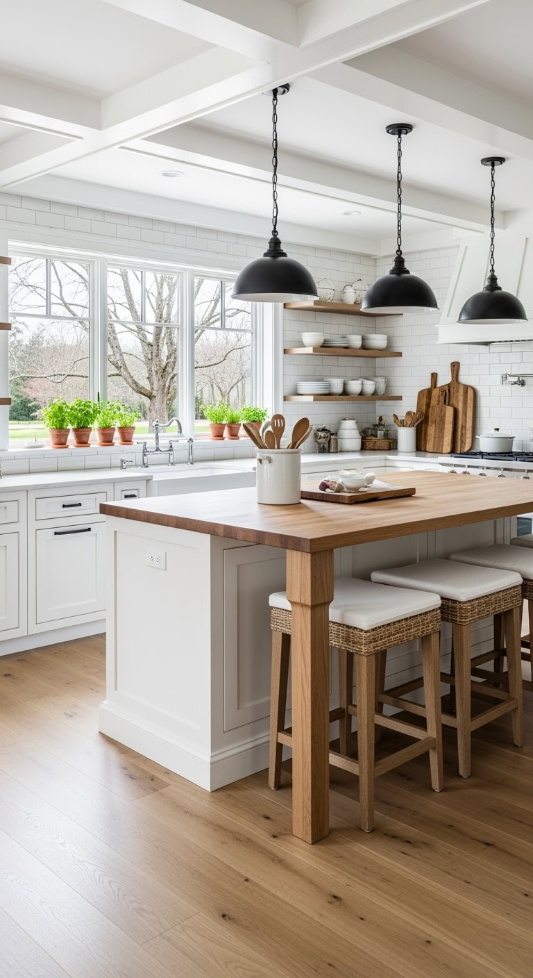 farmhouse gathering island seating