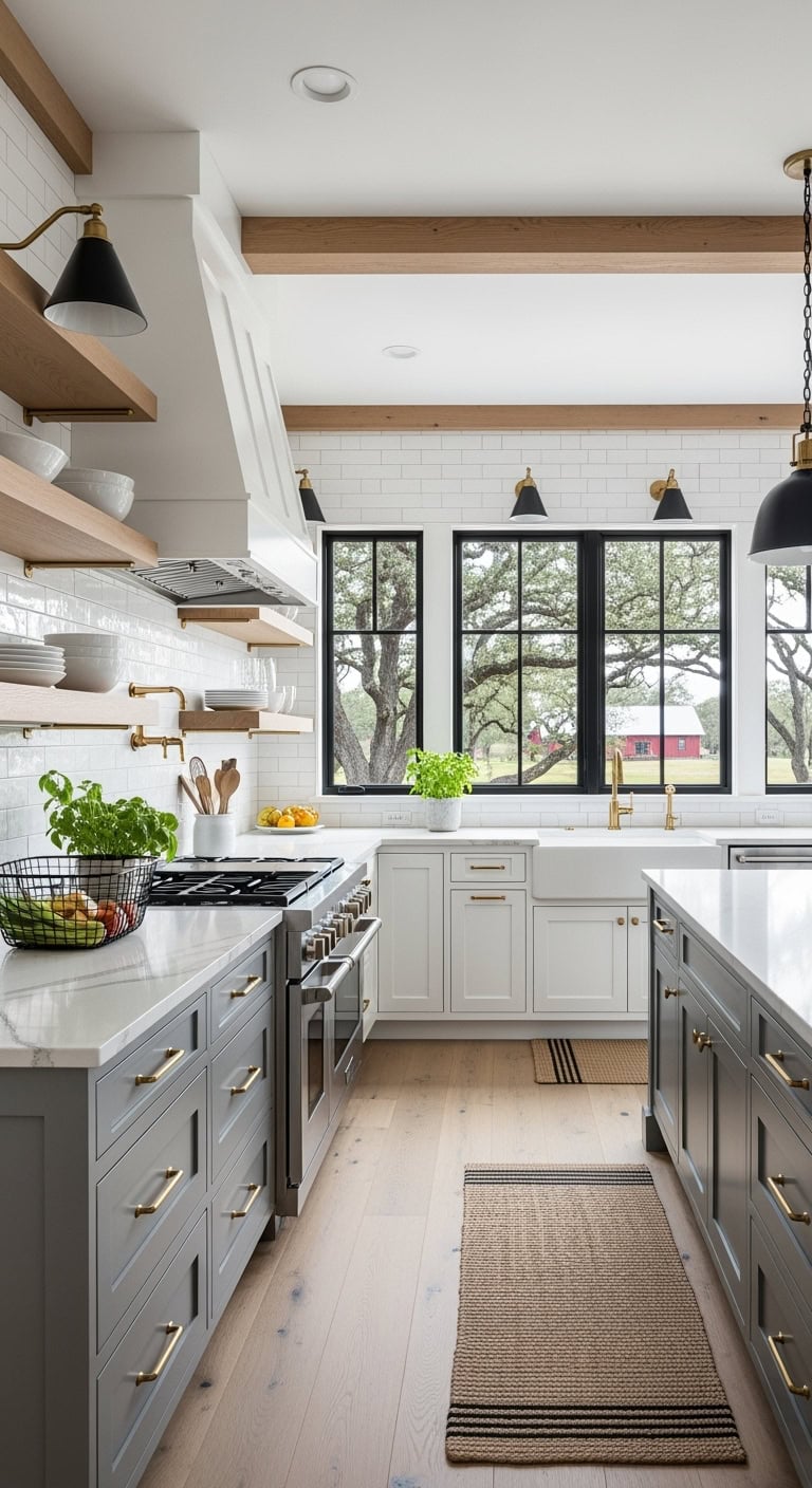 farmhouse loft mixed metal kitchen