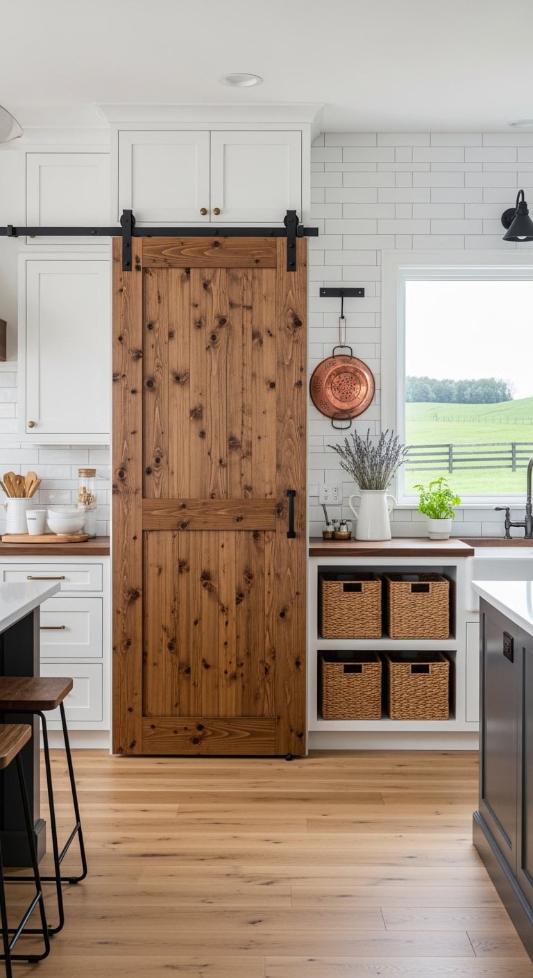 farmhouse sliding reclaimed pantry