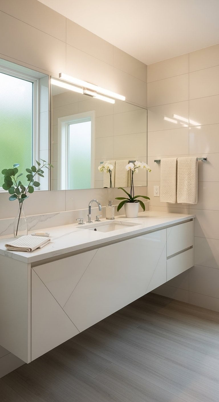 floating ivory minimalist vanity