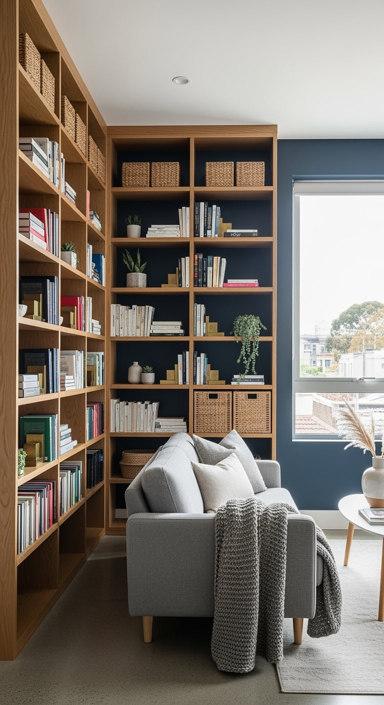 floor to ceiling curated shelving