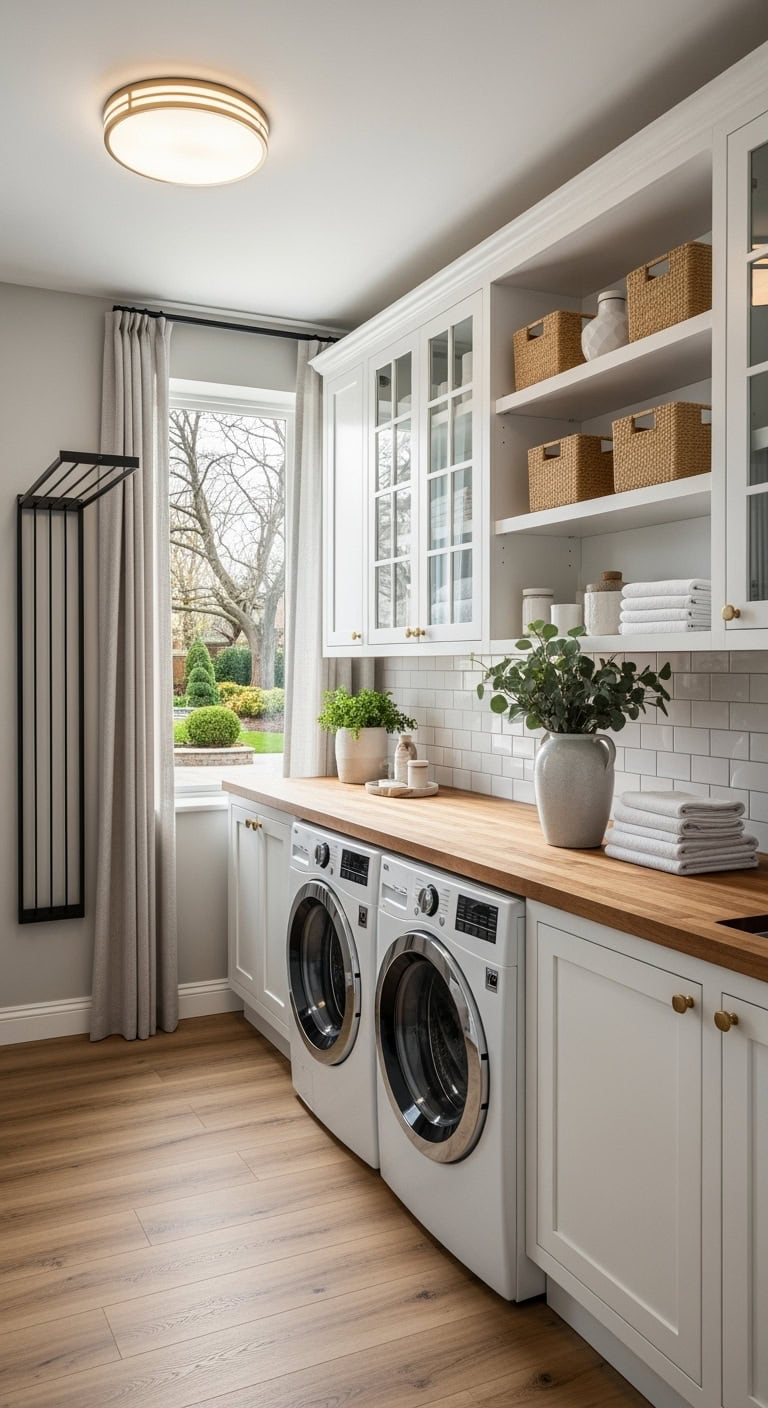 floor to ceiling custom laundry cabinetry