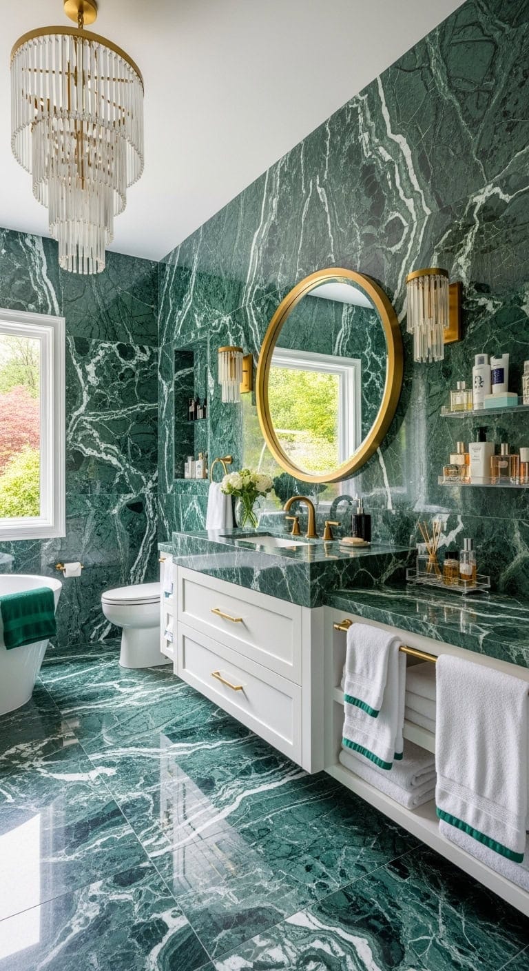 floor to ceiling emerald marble