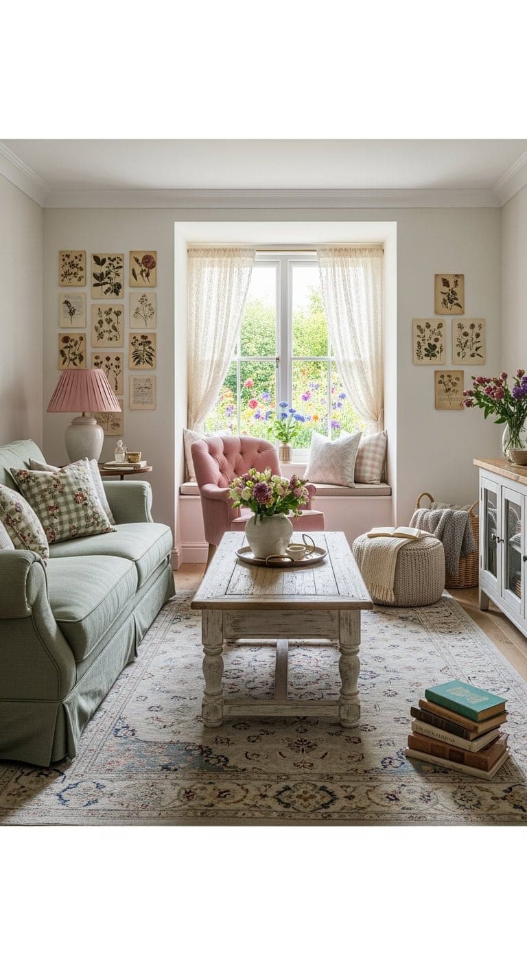 floral cottage reading nook