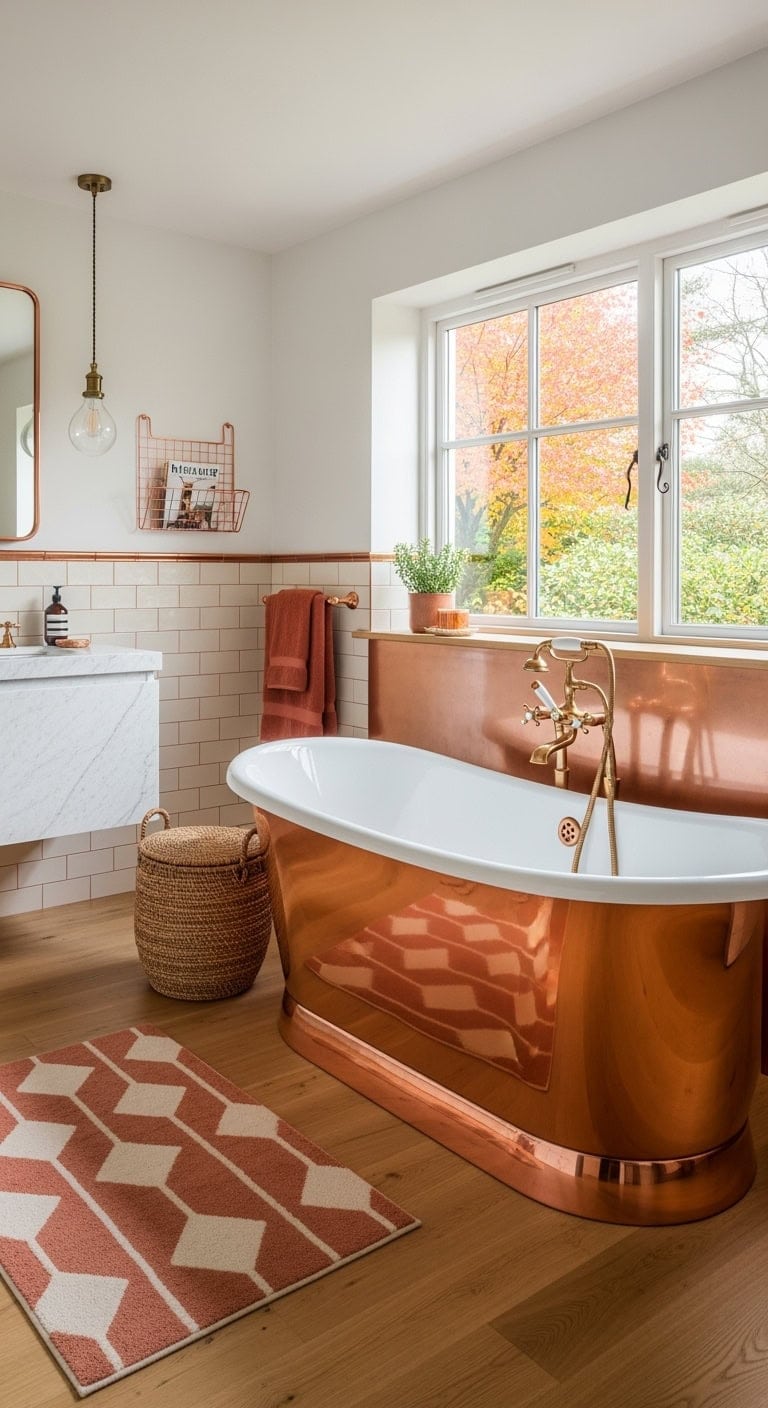 freestanding copper finish luxury bathtub
