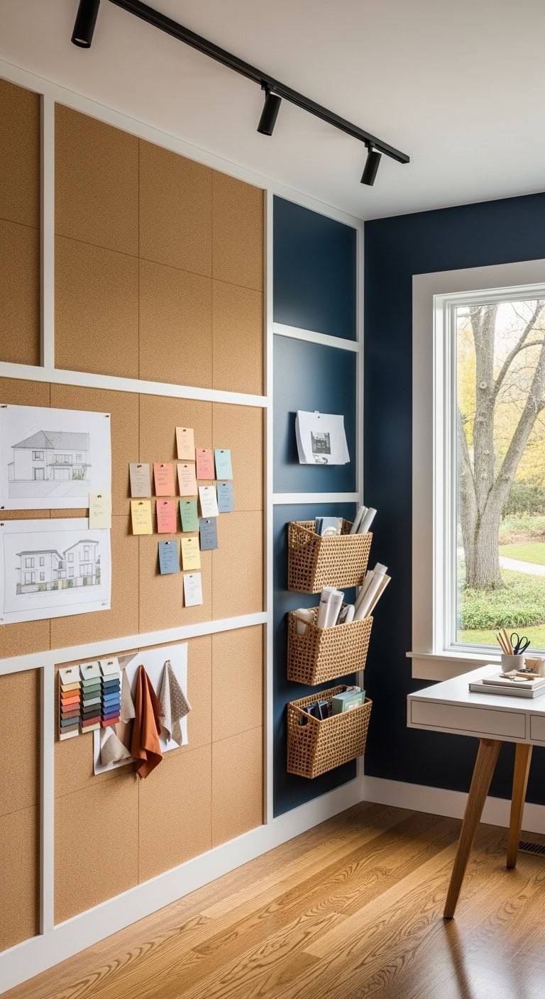 full wall curated corkboard gallery