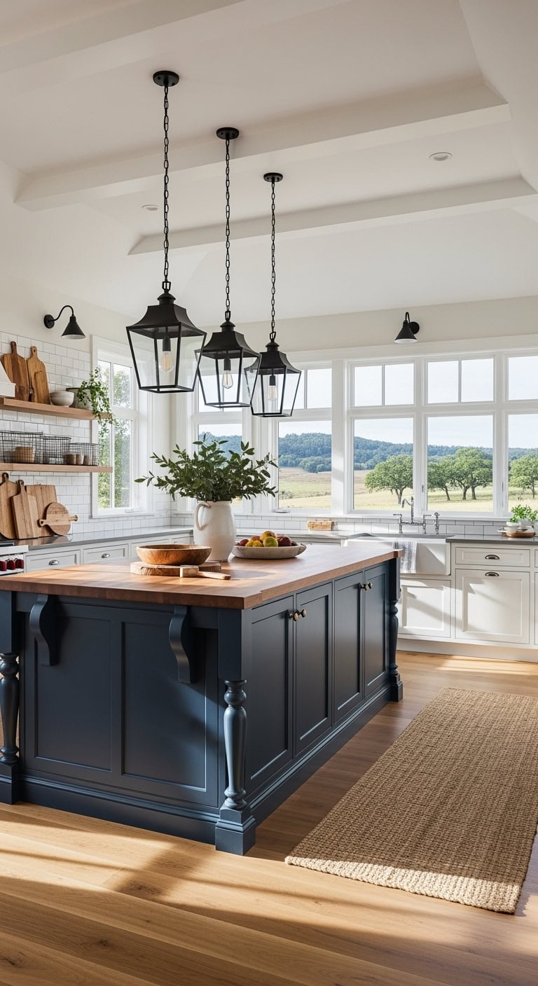 furniture style island with corbels