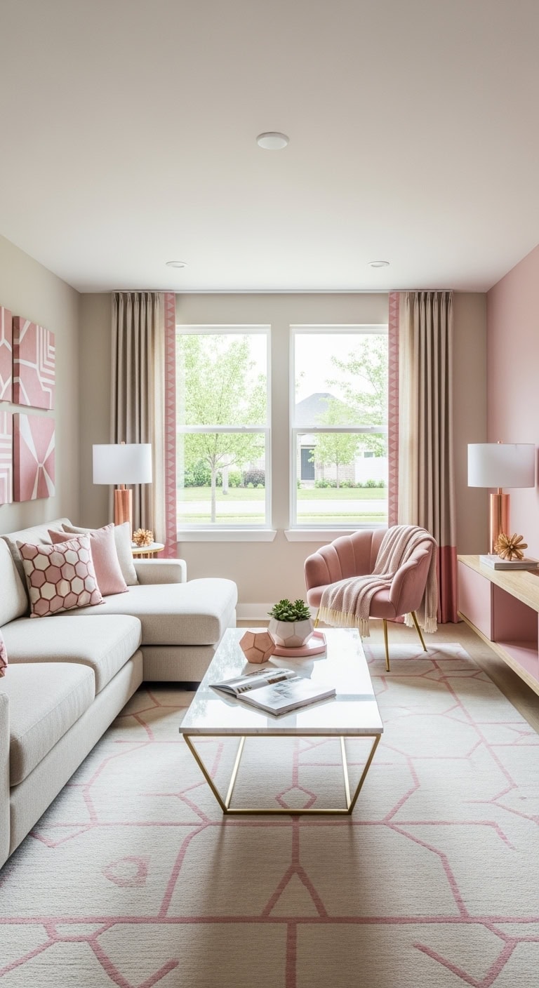 geometric pink neutral elegance