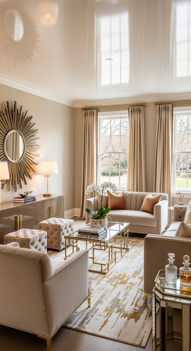 glamorous beige hollywood regency