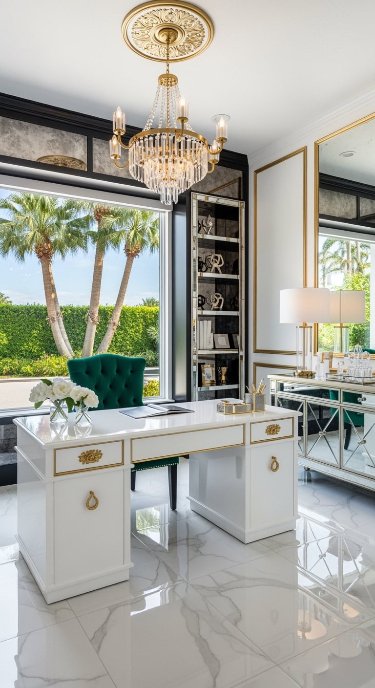 glamorous mirrored luxe office