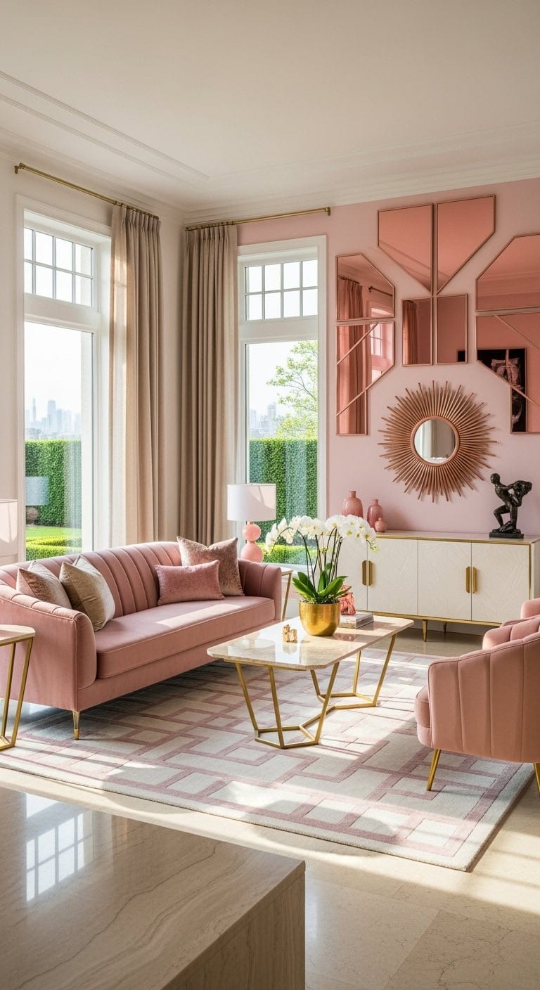 glamorous pink beige art deco