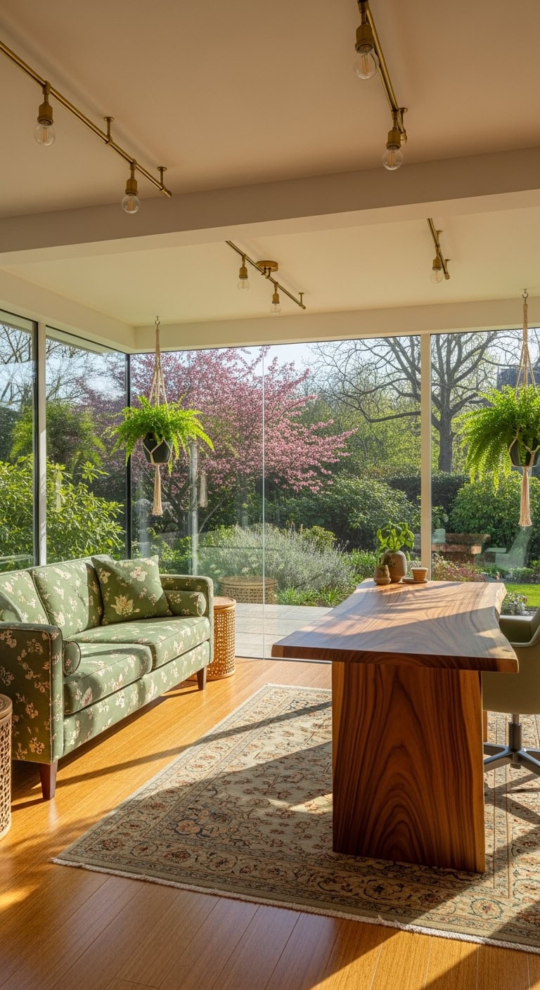 glass walled cottage core office