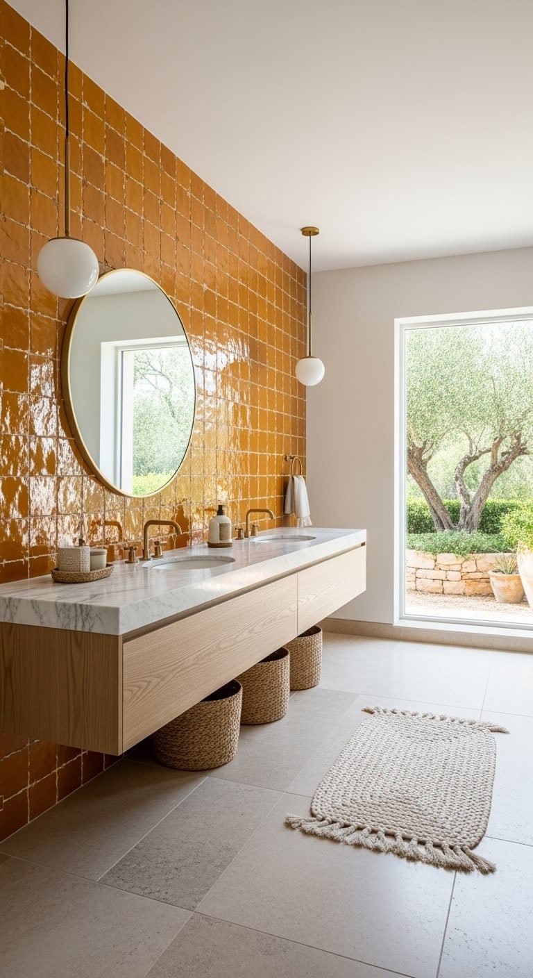 golden zellige bathroom makeover