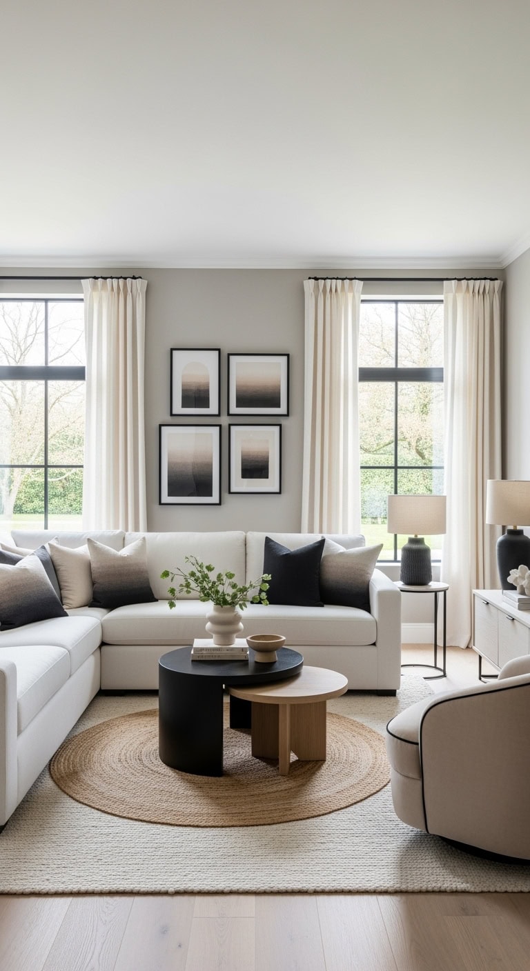 gradient beige to black pillows