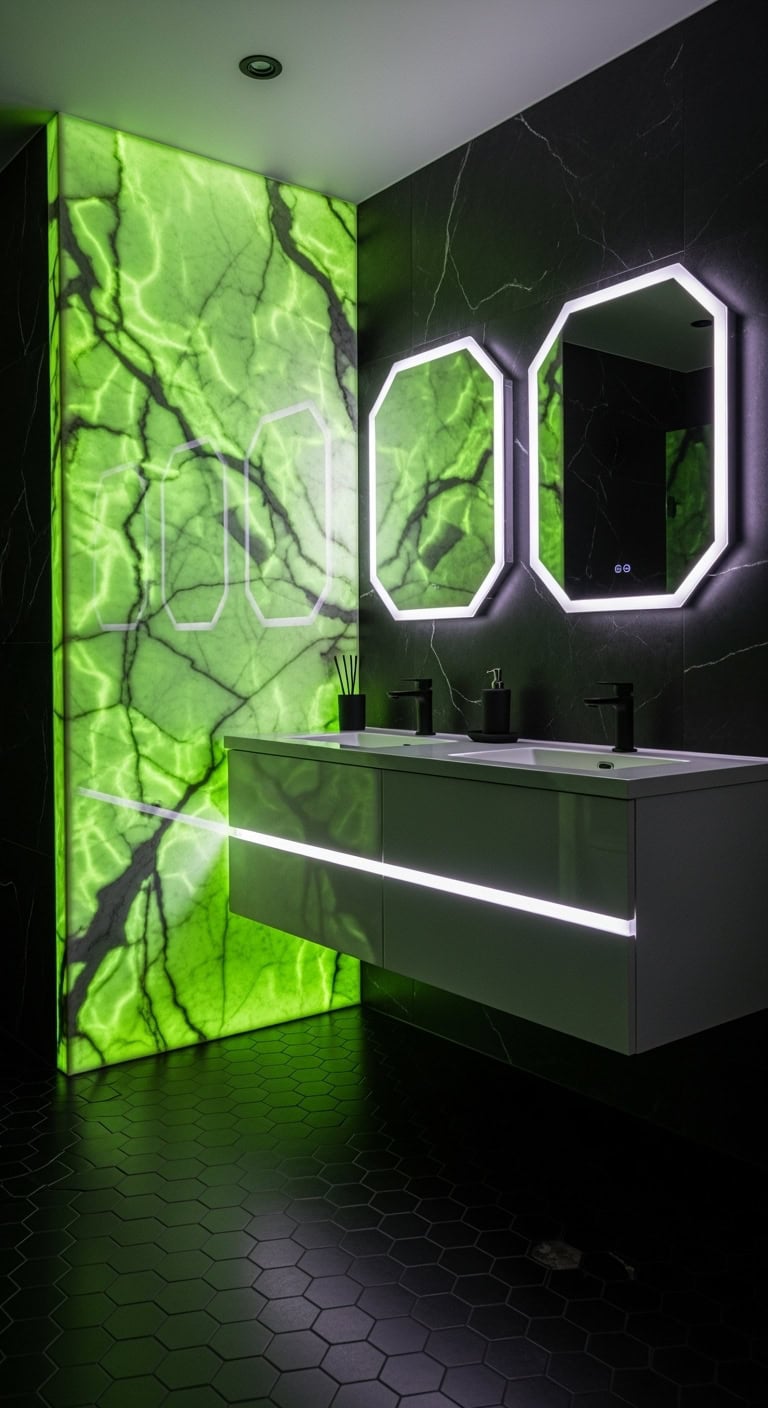 green marble bathroom interior