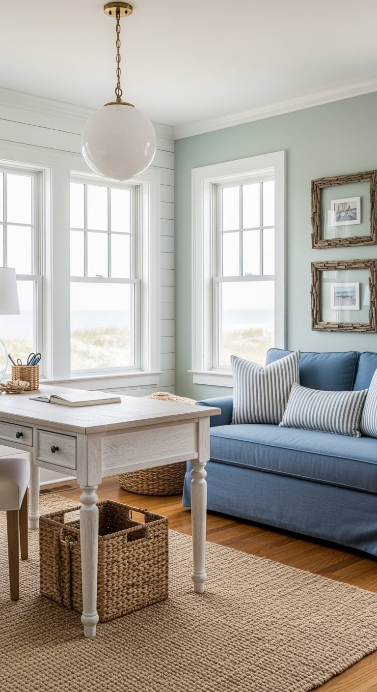 hamptons inspired coastal workspace retreat