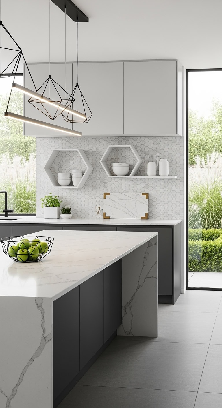 hexagonal tiles angular island