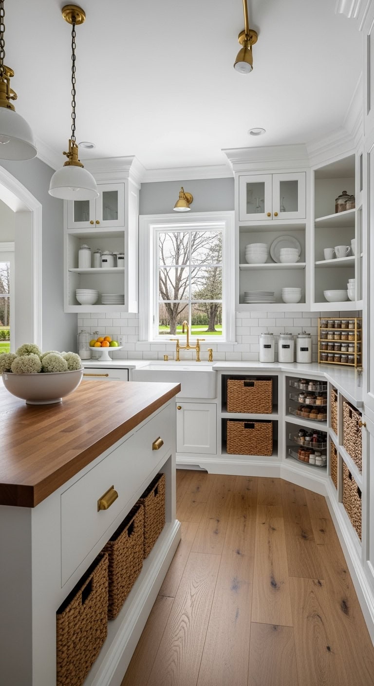 hidden secondary kitchen prep space