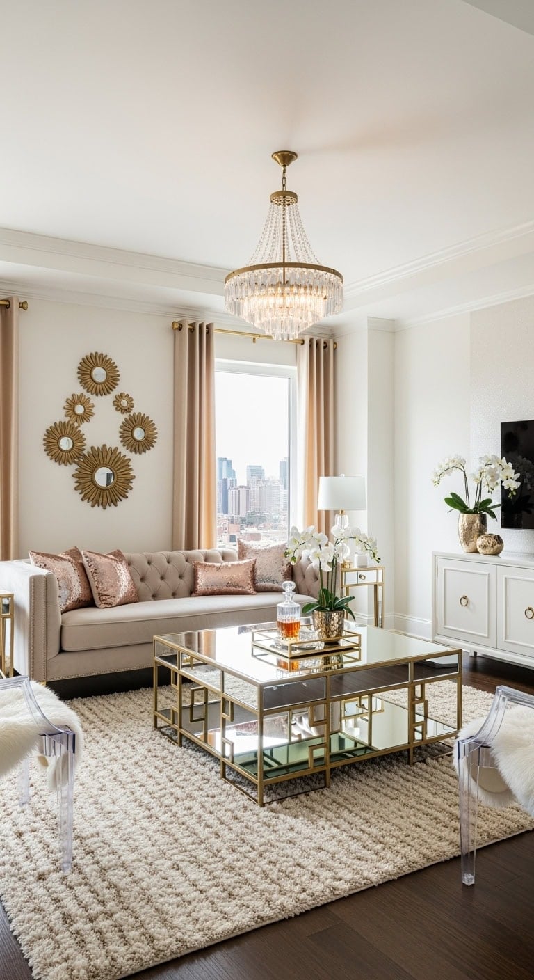 hollywood regency glam with mirrors