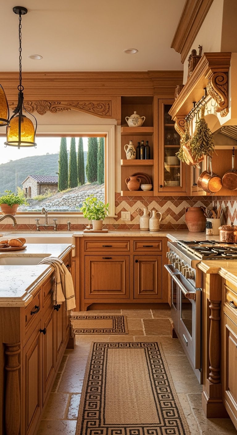 honey toned mediterranean kitchen charm