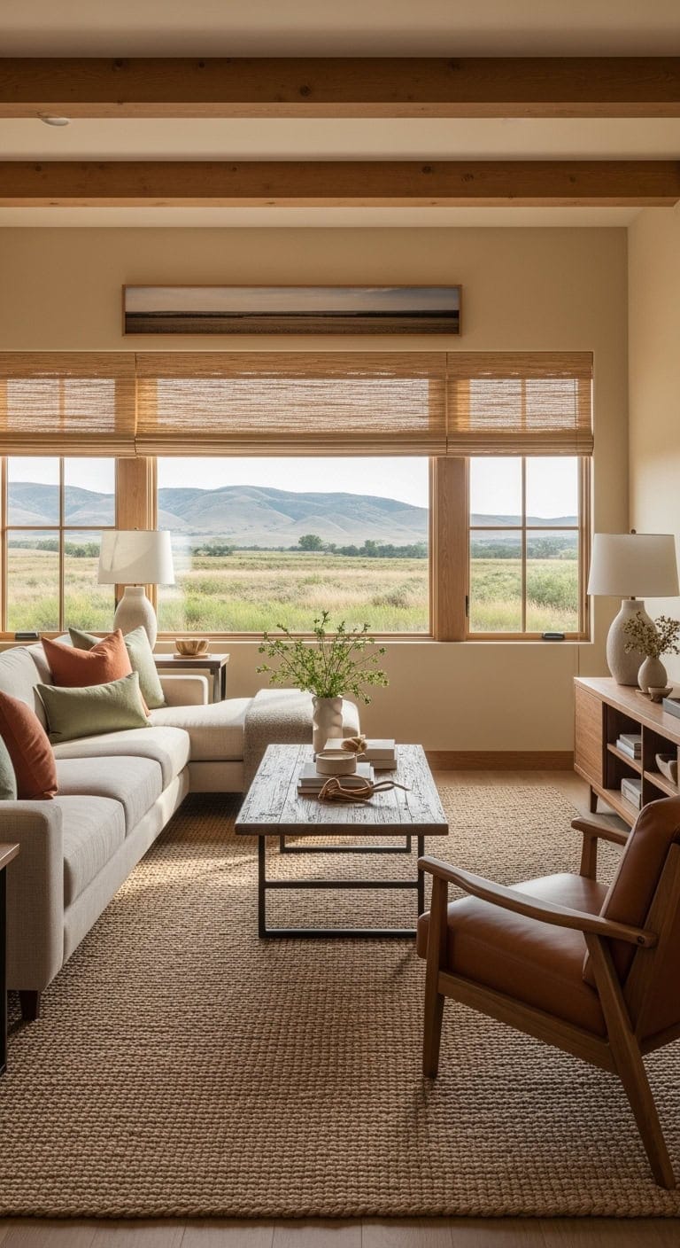 horizontal beige sectional earthtones