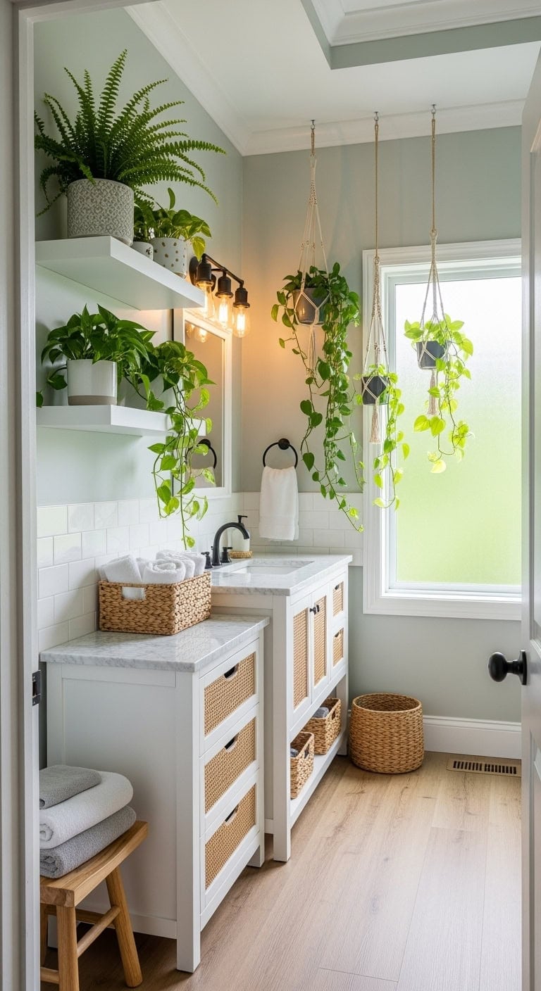 humidity loving bathroom plant display