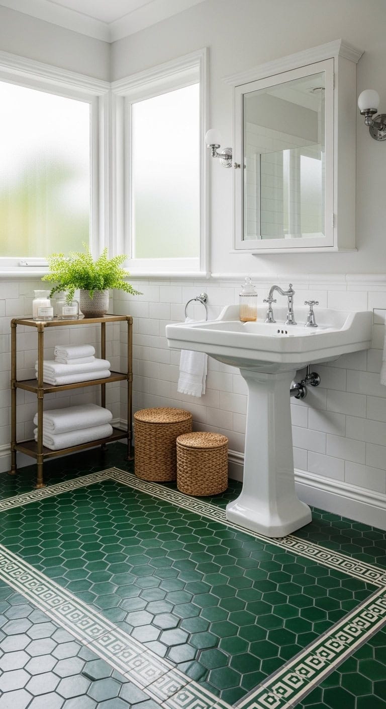 hunter green victorian bathroom tiles