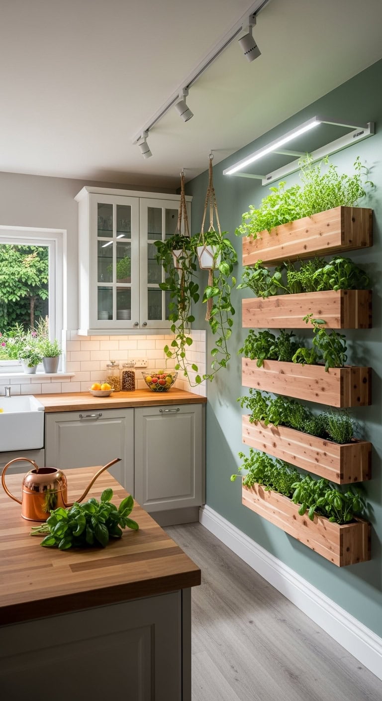 indoor kitchen herb wall