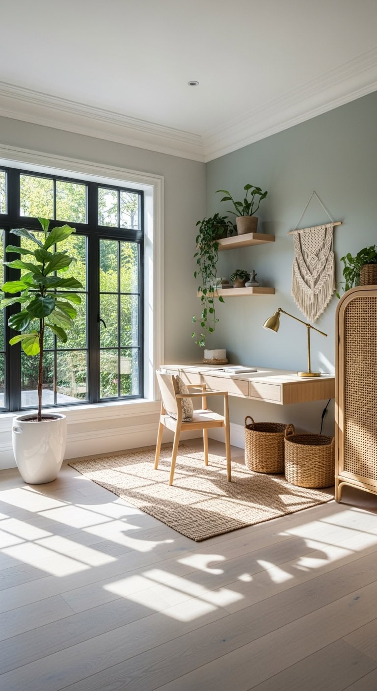 indoor plant filled sunlit office