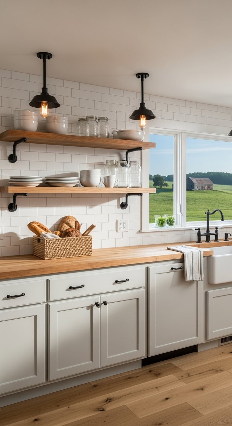 industrial black brackets natural wood