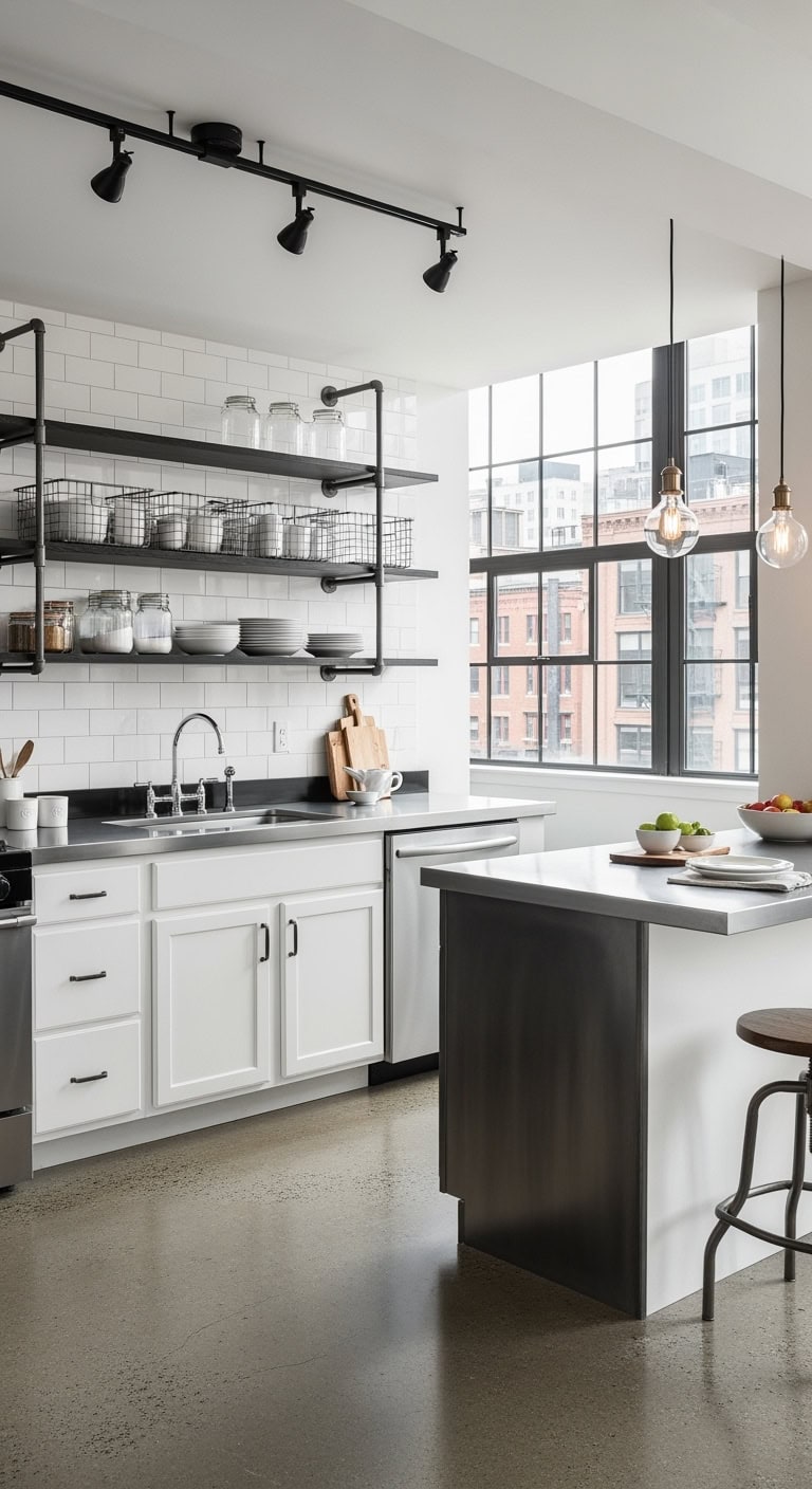 industrial black stainless counters vibe