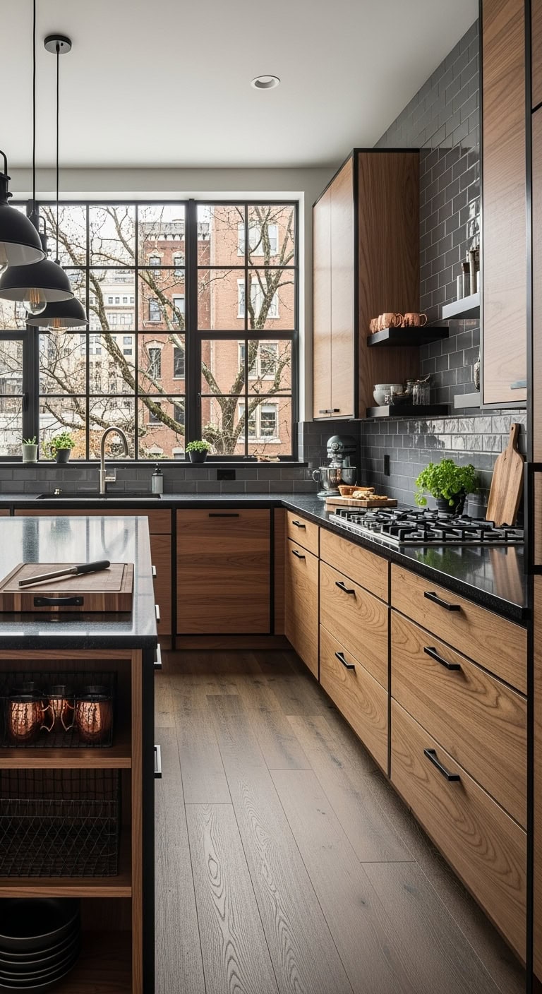 industrial black walnut kitchen elegance
